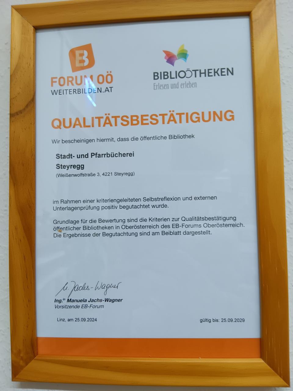 Qualitätsbestätigung