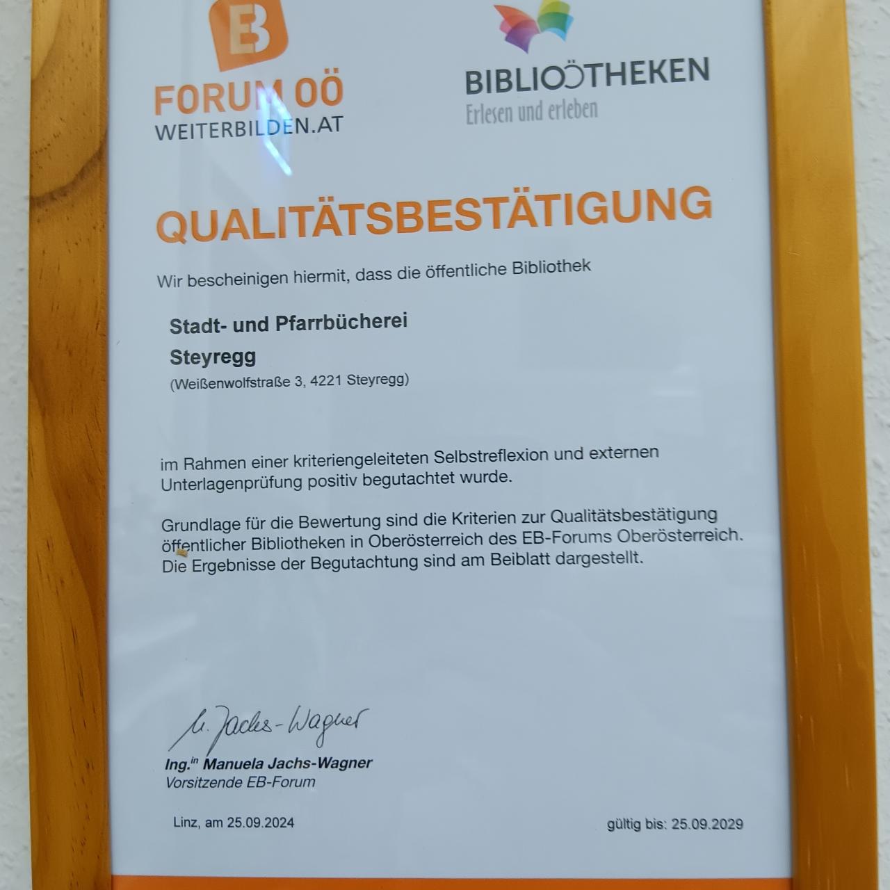 Qualitätsbestätigung